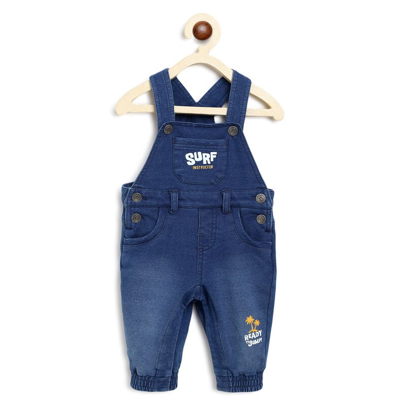 Boys Medium Blue Long Knitted Dungaree image number 0